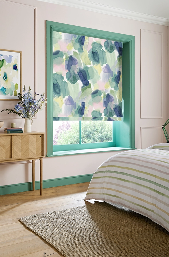 Room with colourful roman blind from Bluebellgray collection
