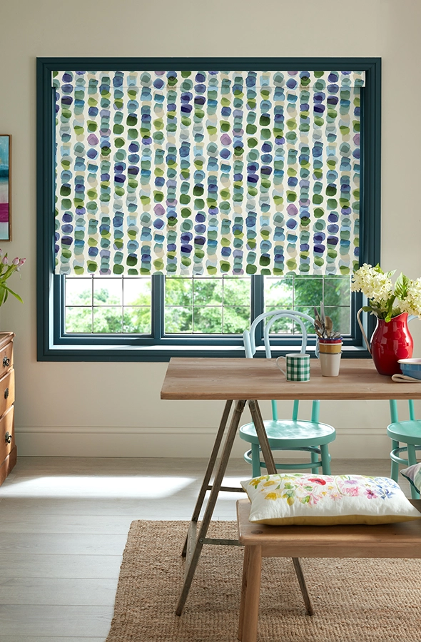 Room with abstract design roller blind from Bluebellgray collection