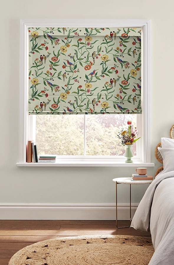 Room with green birds design roman blind from Cath Kidston