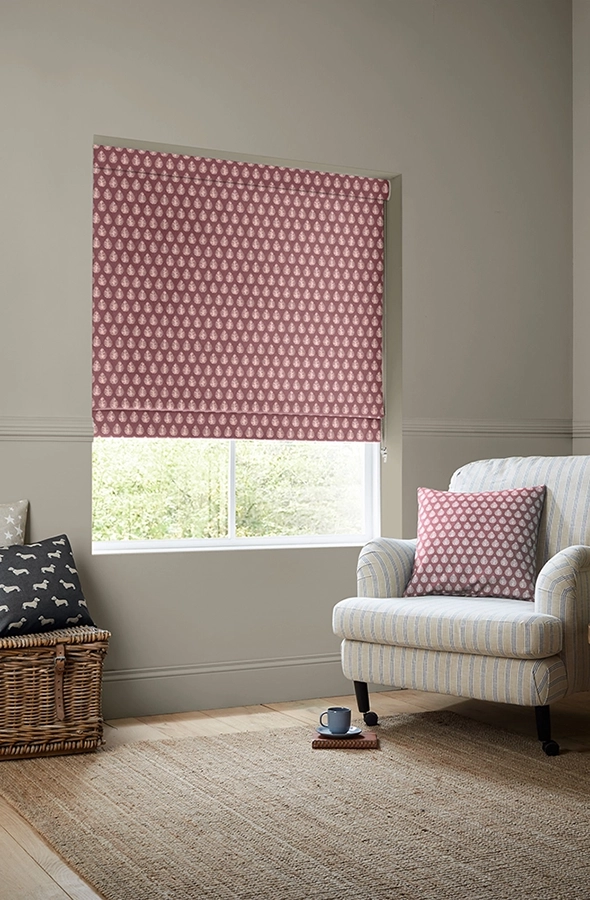 Room with red roman blind from Emily Bond