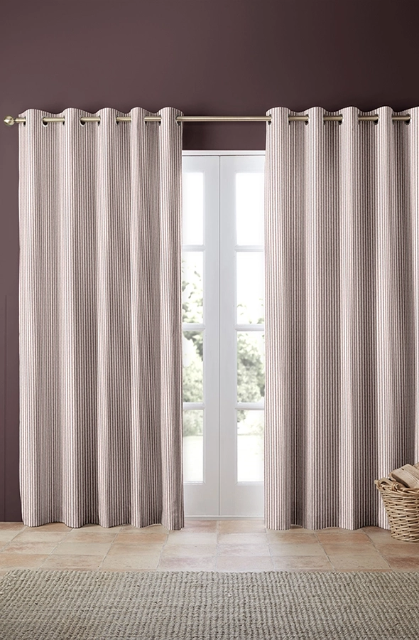 Room with red stripes design curtains from Emily Bond