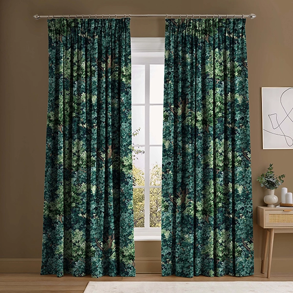 Room with green floral curtains from Graham & Brown