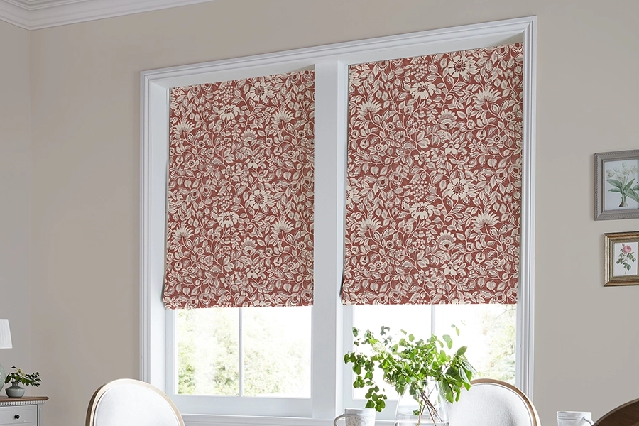 Red flower design roman blinds from Laura Ashley