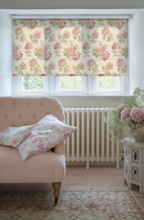 Room with sheer floral roller blind by Shabby Chic by Rachel Ashwell