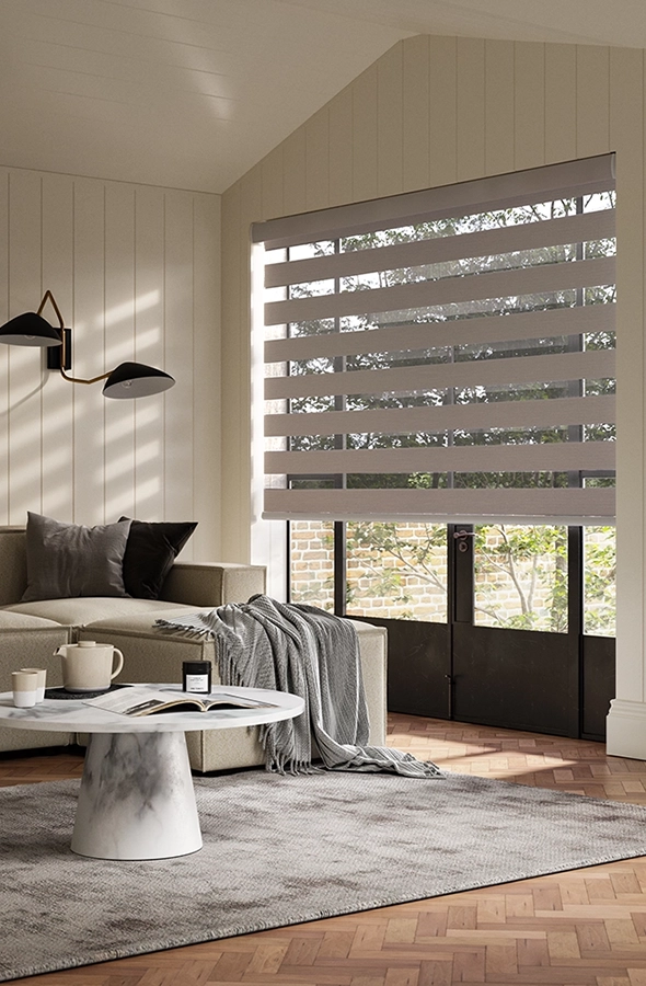 Room with silver day & night blind from illumin8 Edit Fifty50™ Collection