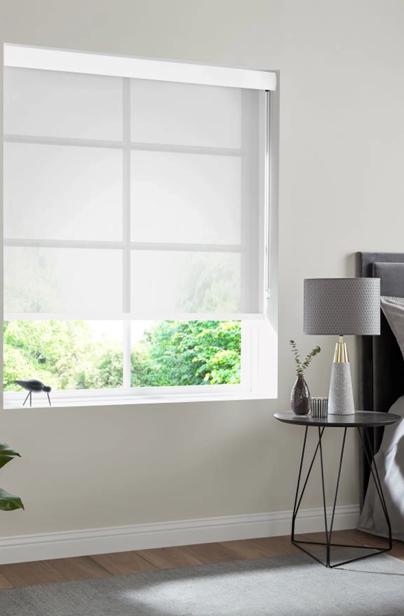 Room with from white roller blind from illumin8 Rollers Collection