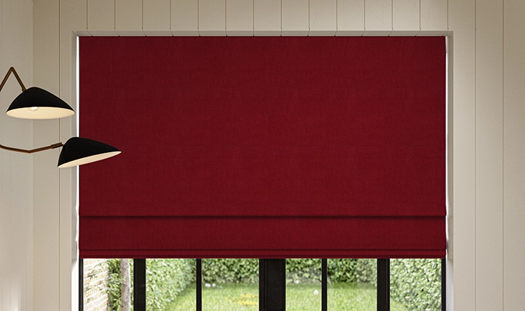 Red no drill roman blind from illumin8