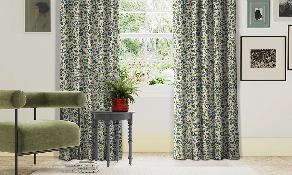Land & Shore green floral curtains