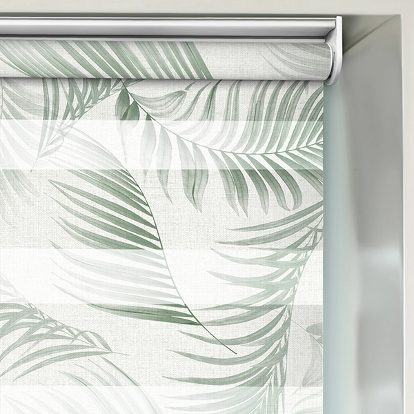 Classic header of green leaves day & night blind from illumin8