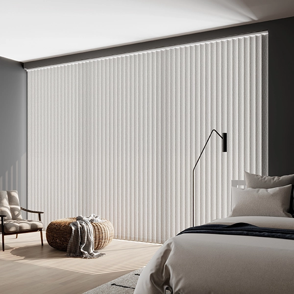 Kitchen with cream vertical blinds from illumin8